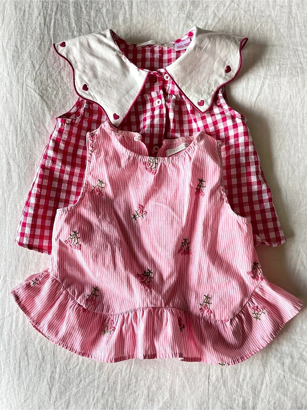 Zara Girls Pink & White Gingham top Set